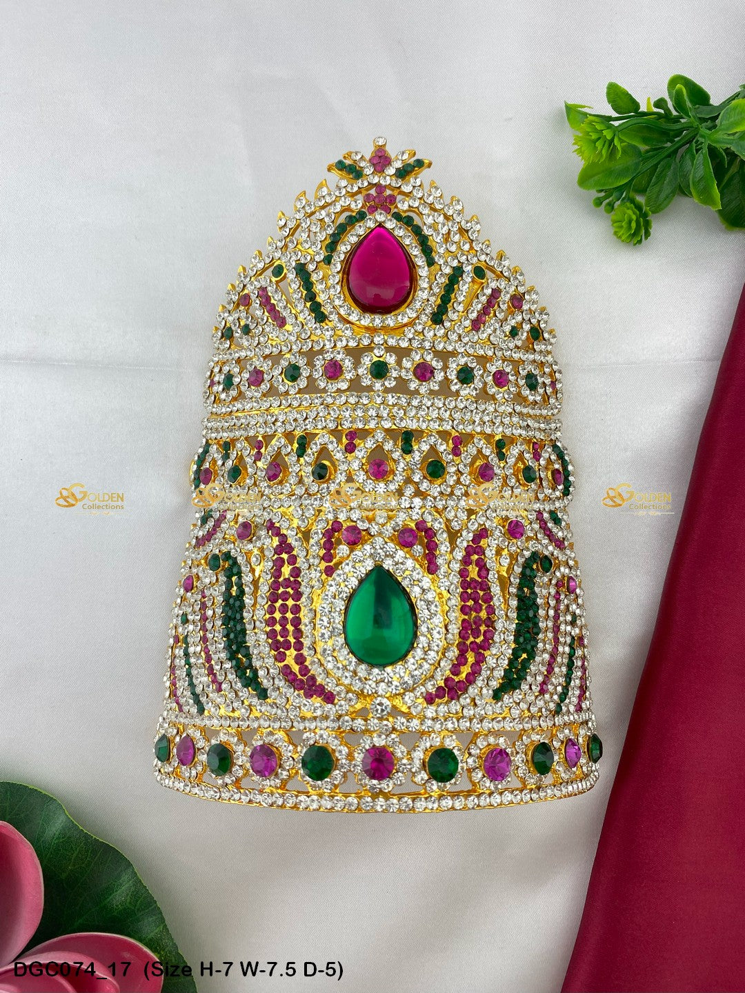 Golden Crown Mukut For Puja Goldencollections Size: 7 X 7.5 X 5, Color: Multi, Style: Half Round Image 17