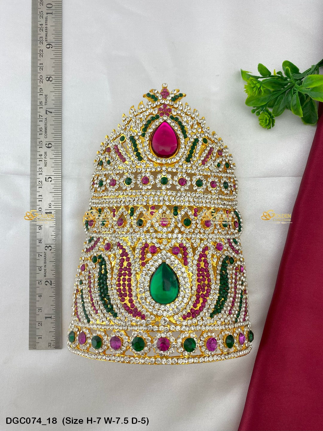 Golden Crown Mukut For Puja Goldencollections Size: 7 X 7.5 X 5, Color: Multi, Style: Half Round Image 18