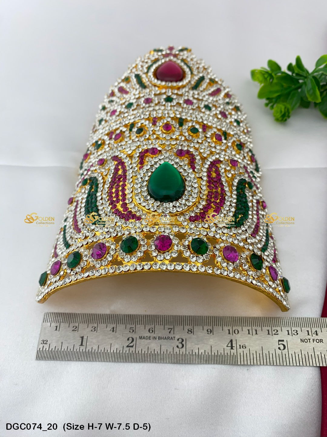 Golden Crown Mukut For Puja Goldencollections Size: 7 X 7.5 X 5, Color: Multi, Style: Half Round Image 20