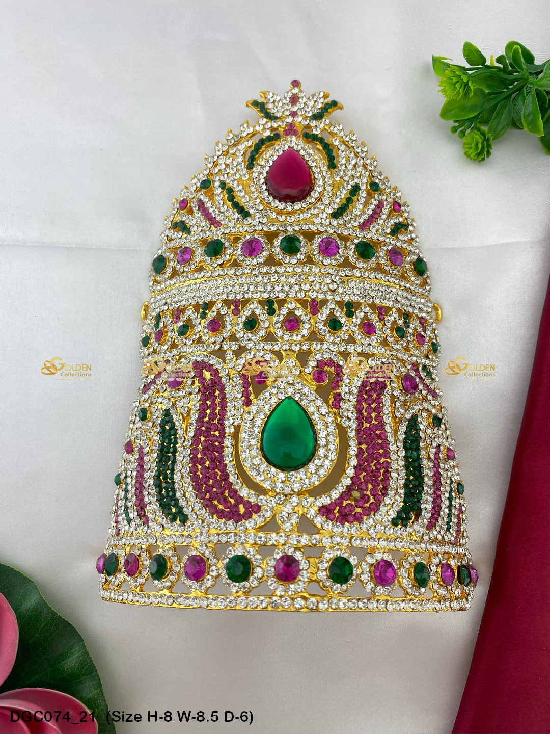 Golden Crown Mukut For Puja Goldencollections Size: 8 X 8.5 X 6, Color: Multi, Style: Half Round Image 21