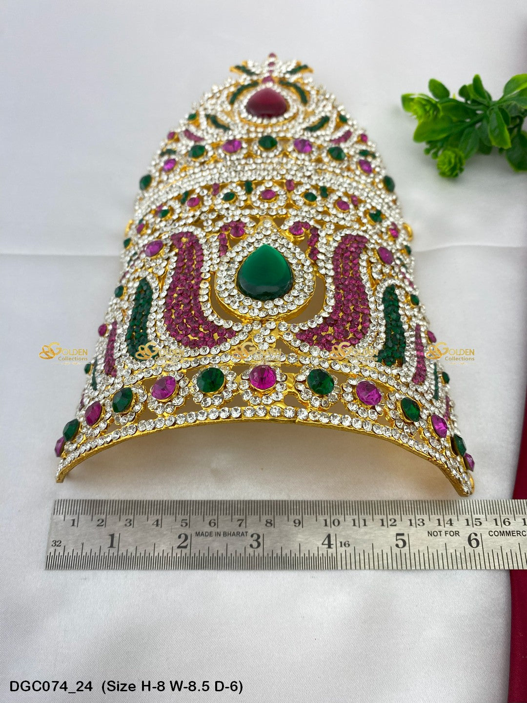 Golden Crown Mukut For Puja Goldencollections Size: 8 X 8.5 X 6, Color: Multi, Style: Half Round Image 24