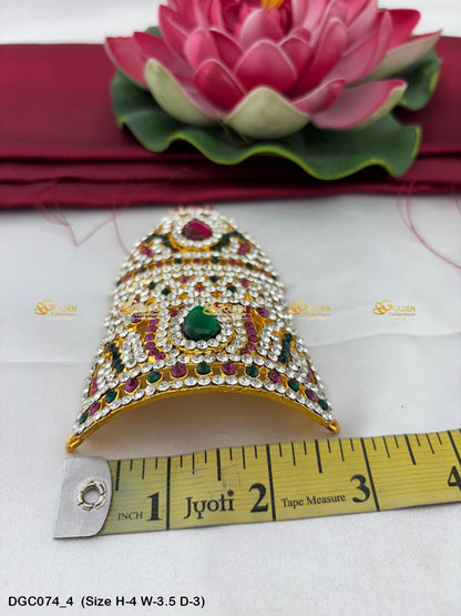 Golden Crown Mukut For Puja Goldencollections Size: 4 X 3.5 X 3, Color: Multi, Style: Half Round Image 4