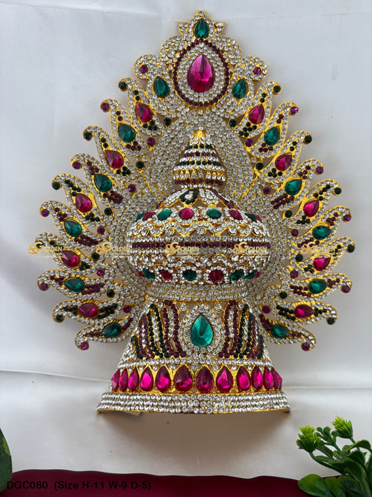 Graceful Crown Mukut For Goddess Goldencollections Size: 11 X 9 X 5, Color: Multi, Style: Arch Image 1