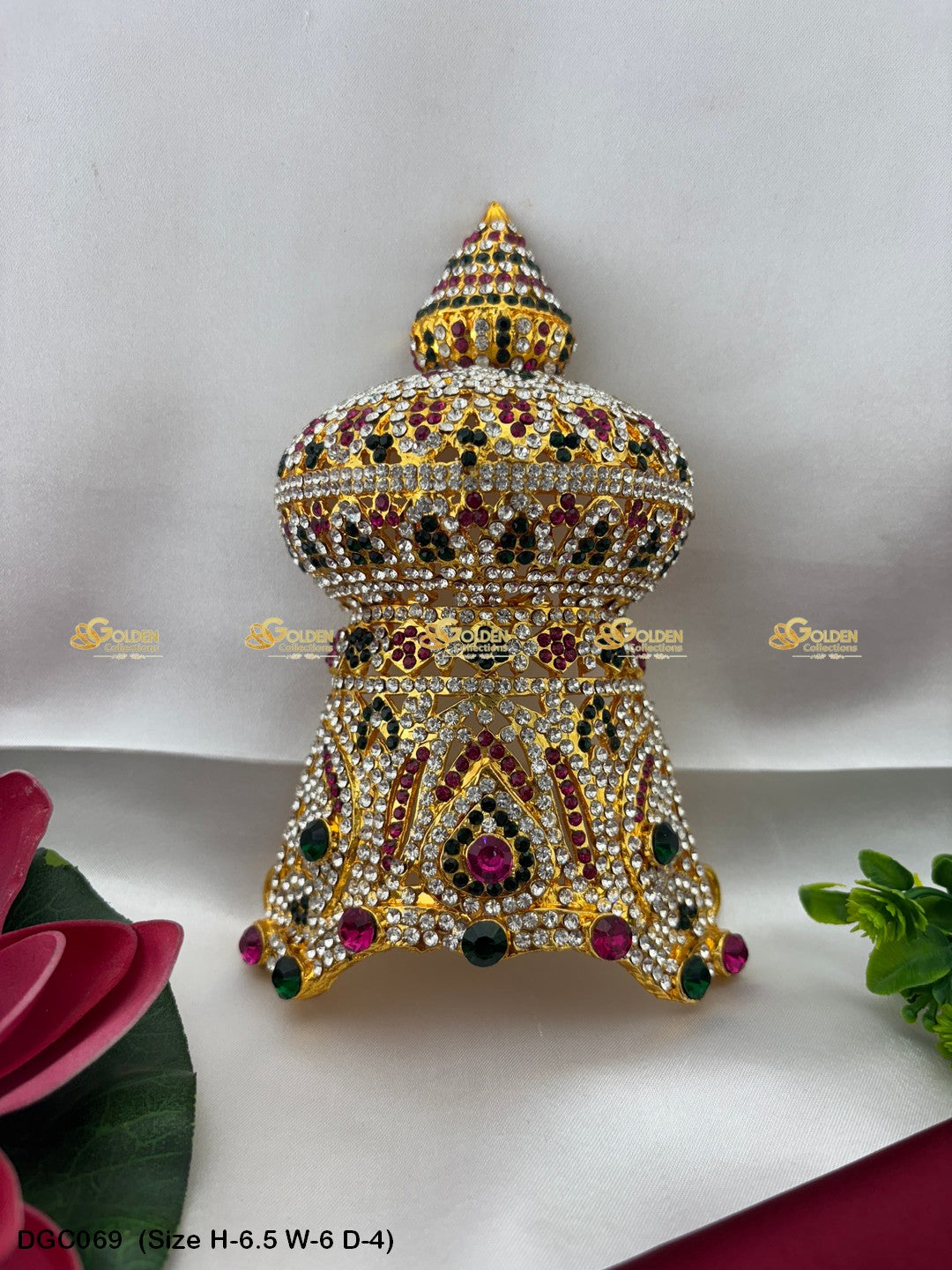 Hindu Deity Crown With Intricate Design Goldencollections Size: 6.5 X 6 X 4, Color: Multi, Style: Half Round Image 1