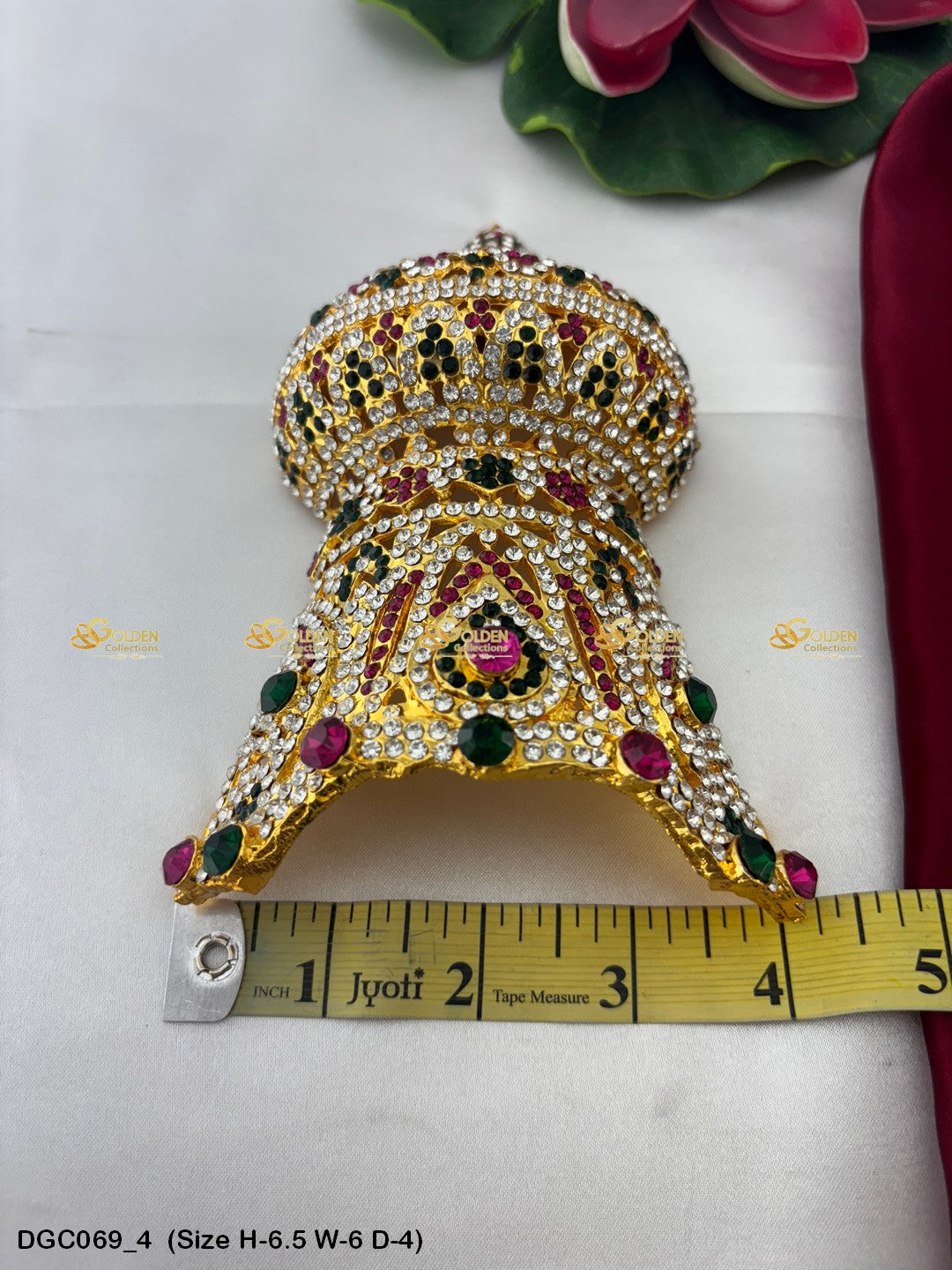 Hindu Deity Crown With Intricate Design Goldencollections Size: 6.5 X 6 X 4, Color: Multi, Style: Half Round Image 4