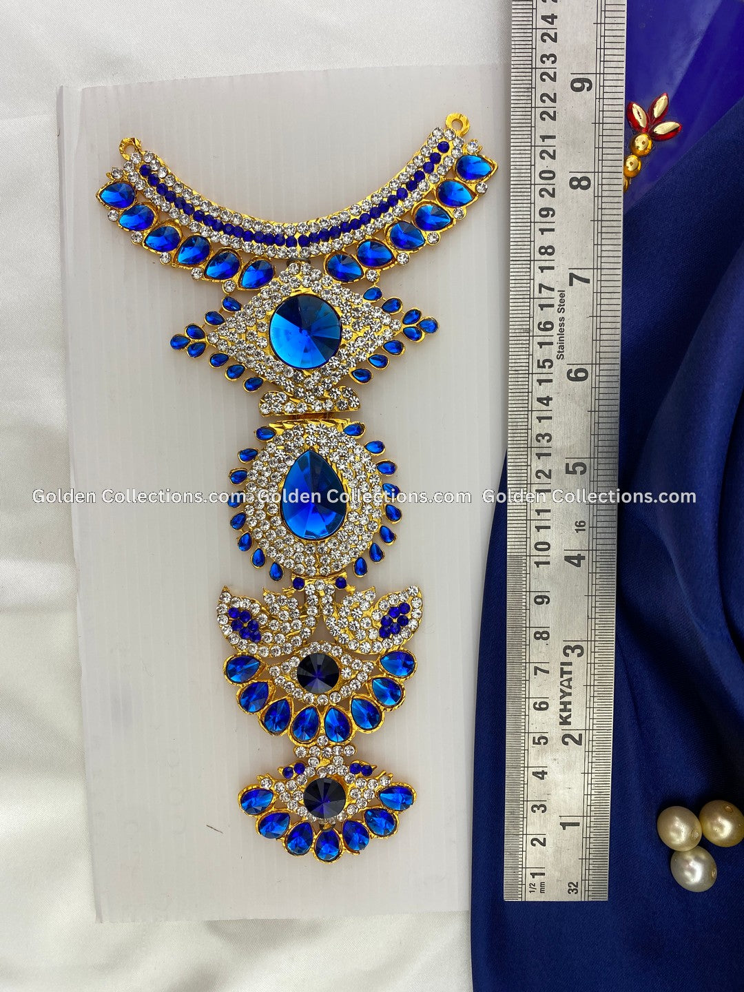 Hindu Deity Jewellery Blue Necklace Golden Collections