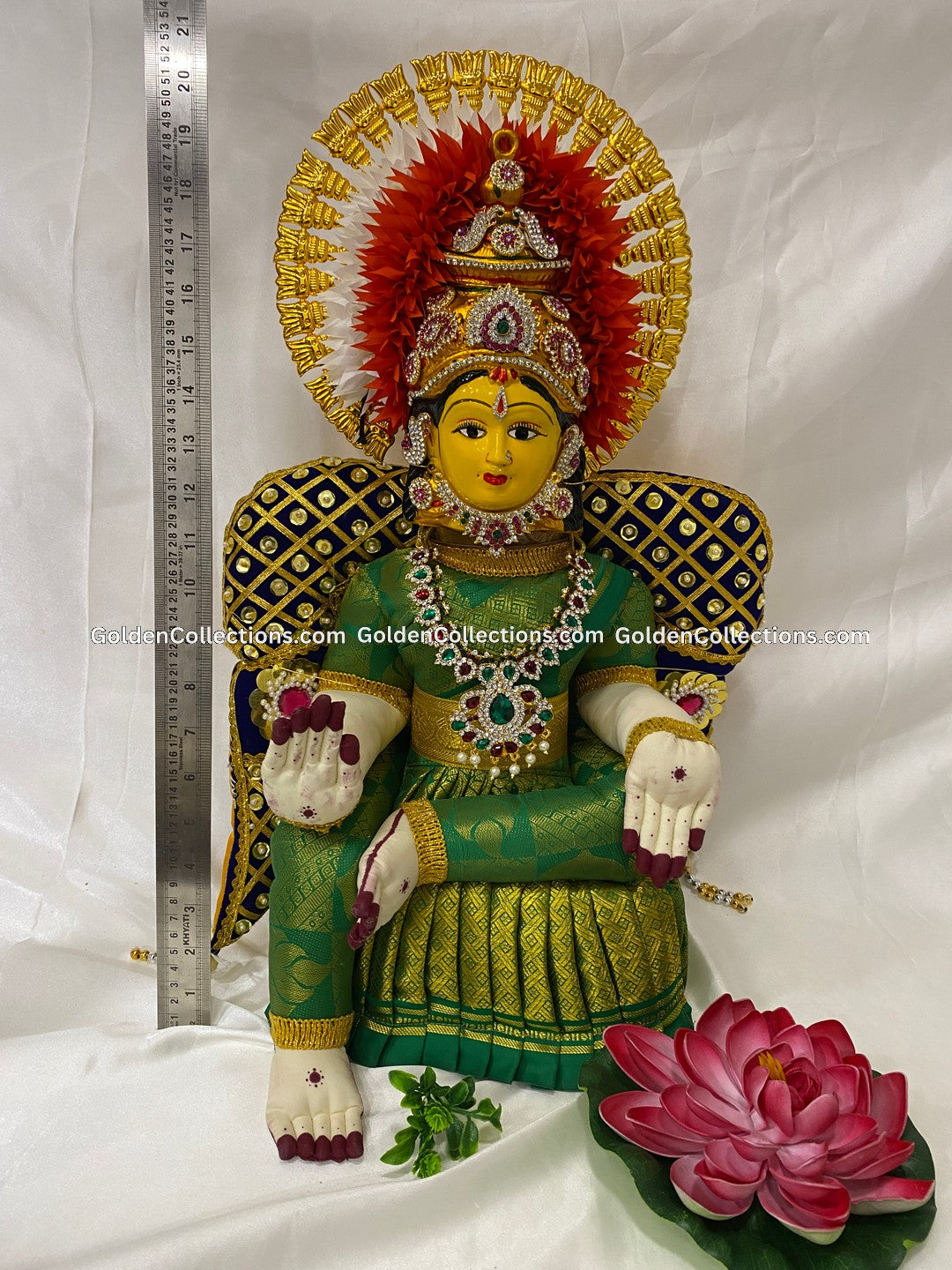 Exquisite Golden Varalakshmi Idol | Green