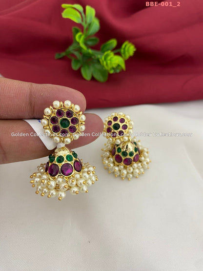 Kemp Jhumka Earrings: Bharatanatyam Jewellery GoldenCollections  2