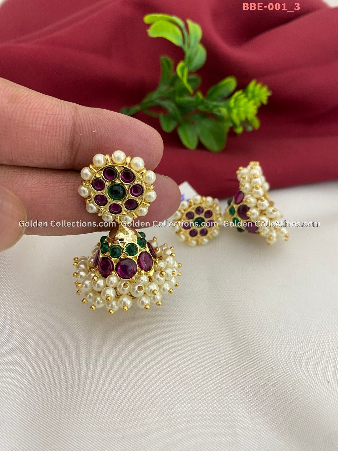 Kemp Jhumka Earrings: Bharatanatyam Jewellery GoldenCollections  3