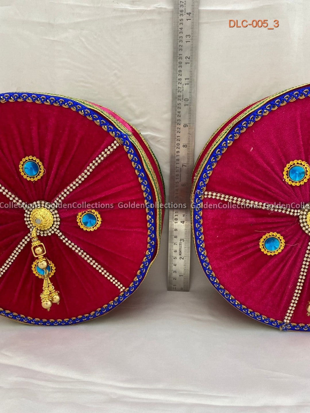 Lakshmi Amman Small Round Pink Cushion for Simhasanam DLC-005 3