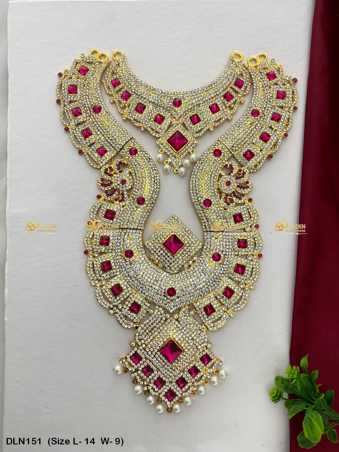 Long Haram Jewellery Elegance Redefined Size: 14 X 9, Color: Pink, Style: Chest Image 1