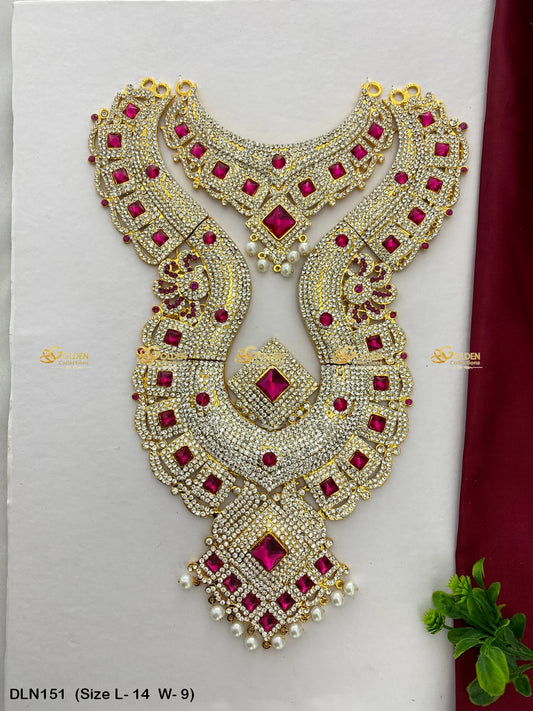 Long Haram Jewellery Elegance Redefined Size: 14 X 9, Color: Pink, Style: Chest Image 1