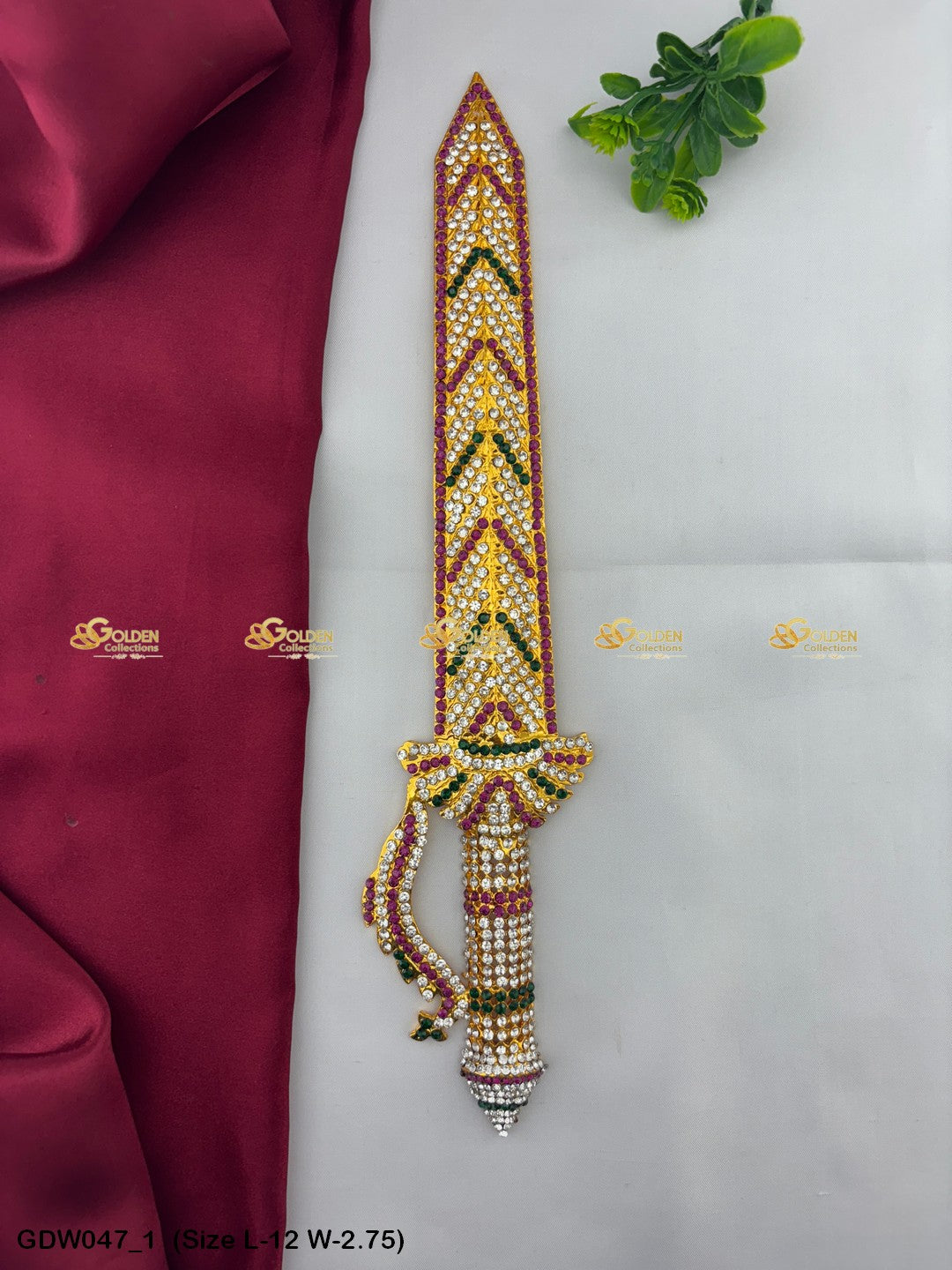 Mata Talwar For Alangaram Goddess Sword With Stones Size: 12 x 2.75, Color: Multi, Style: Sword Image 1