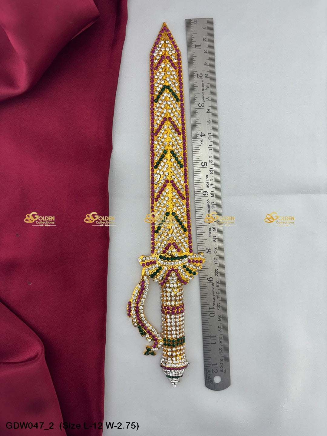 Mata Talwar For Alangaram Goddess Sword With Stones Size: 12 x 2.75, Color: Multi, Style: Sword Image 2