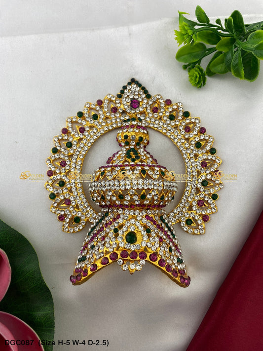 Ornamental Mukut For Deity Goldencollections Size: 5 X 4 X 2.5, Color: Multi, Style: Arch Image 1