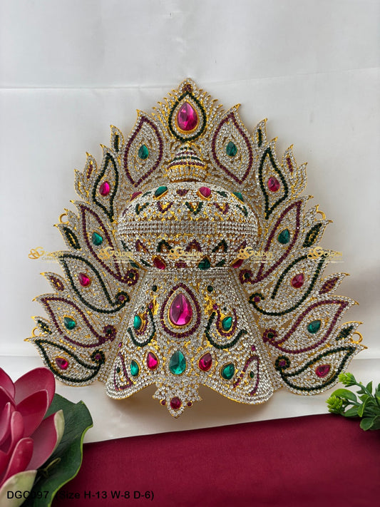 Ornate Crown For Hindu Deity Goldencollections Size: 13 X 8 X 6, Color: Multi, Style: Jwala Image 1