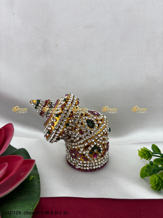 Ornate Crown For Hindu Deity Goldencollections Size: 3 X 6 X 1.5, Color: Multi, Style: Round Andalu Image 1