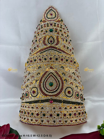 Ornate Mukut For God Goddess Goldencollections Size: 16.5 X 12.5 X 9.5, Color: Multi, Style: Half Round Image 1