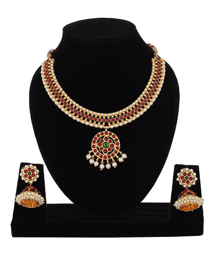 Radiant Bharatanatyam Ball Traditional Short Necklace Goldencollections