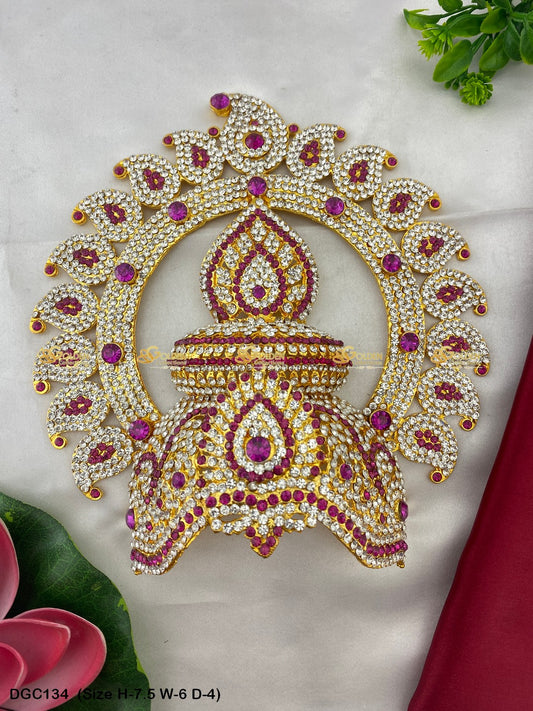 Regal Jewelled Crown For Deity Goldencollections Size: 7.5 X 6 X 4, Color: Pink, Style: Arch Image 1