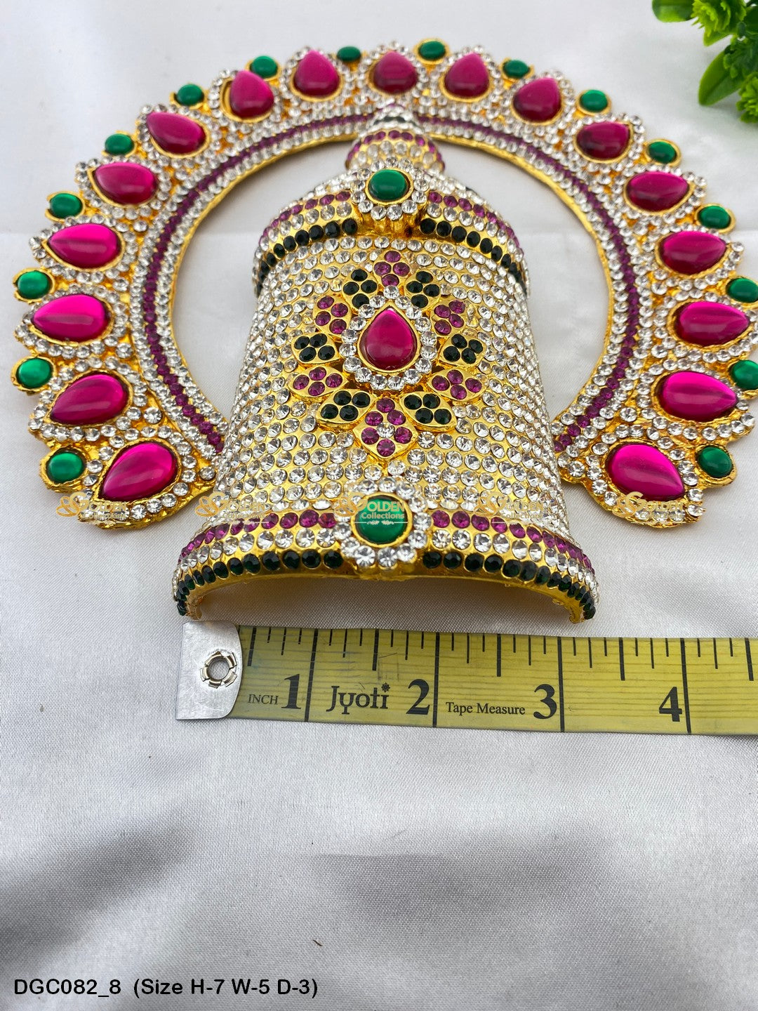 Sacred Crown Mukut For Goddess Goldencollections Size: 7 X 5 X 3, Color: Pink, Style: Arch Image 8