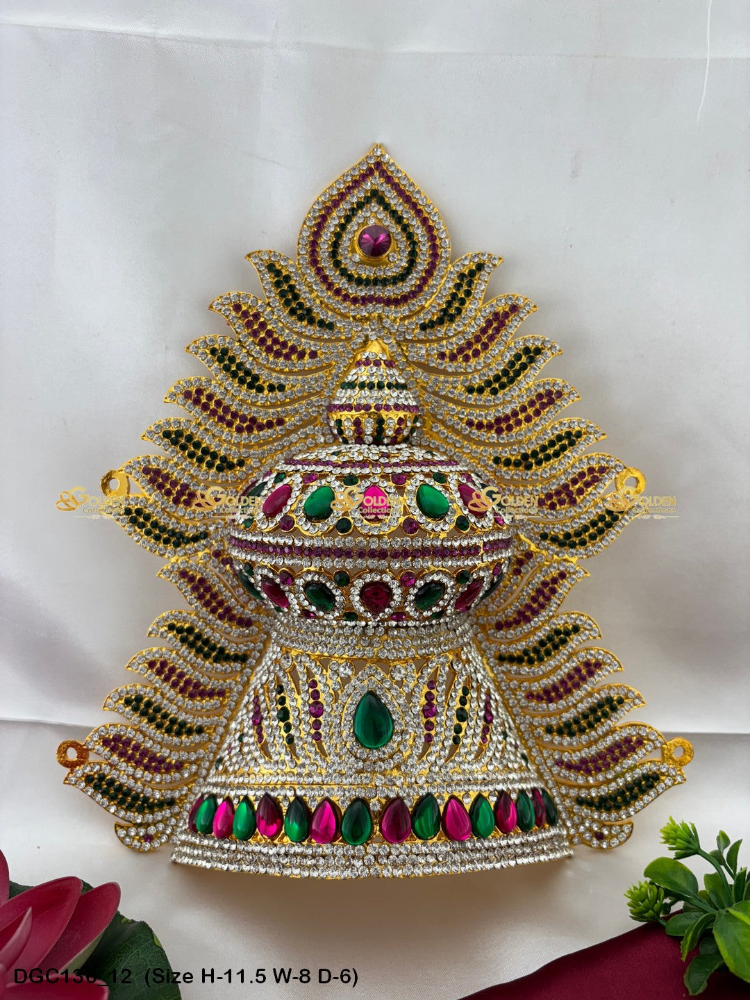 Sacred Crown For God Idol Goldencollections Size: 11.5 X 8 X 5.5, Color: Multi, Style: Jwala Image 12