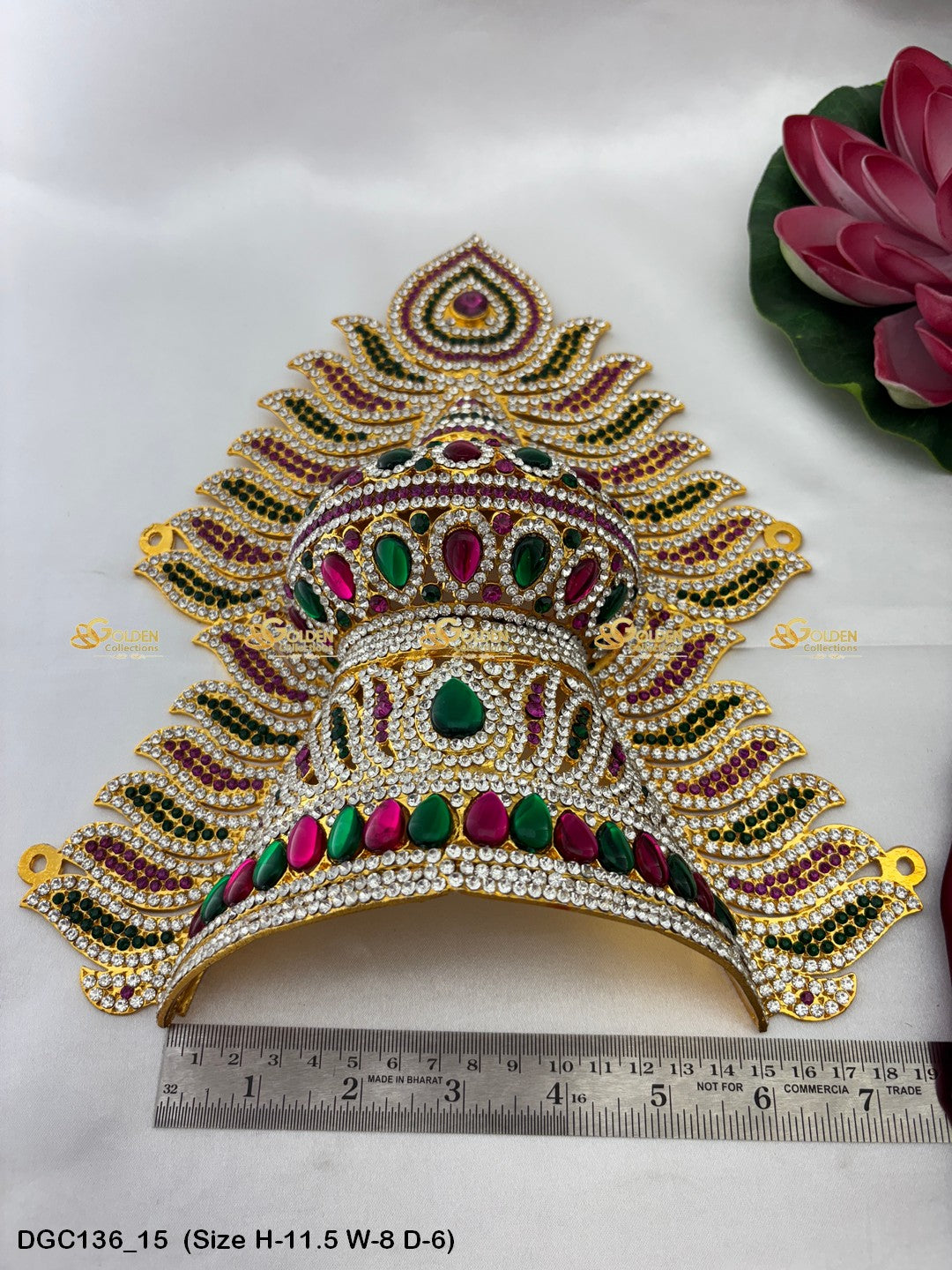 Sacred Crown For God Idol Goldencollections Size: 11.5 X 8 X 5.5, Color: Multi, Style: Jwala Image 15