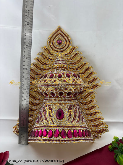 Sacred Crown For God Idol Goldencollections Size: 13.5 X 10 X 7, Color: Pink, Style: Jwala Image 22