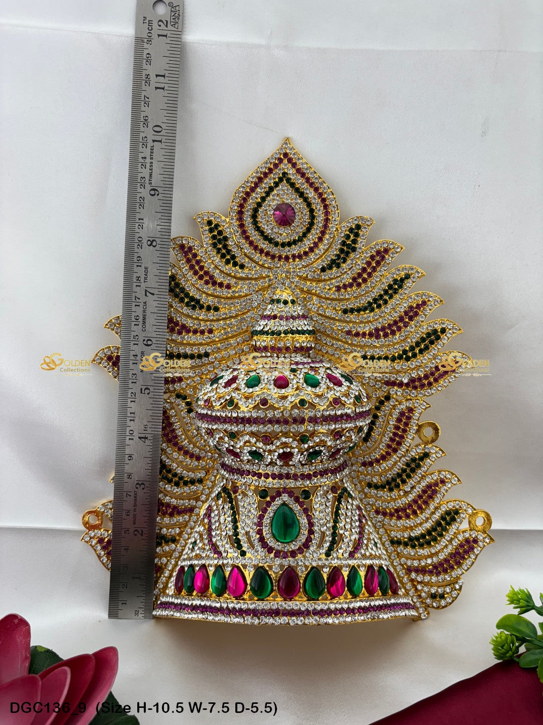 Sacred Crown For God Idol Goldencollections Size: 10.5 X 7 X 5.5, Color: Multi, Style: Jwala Image 9