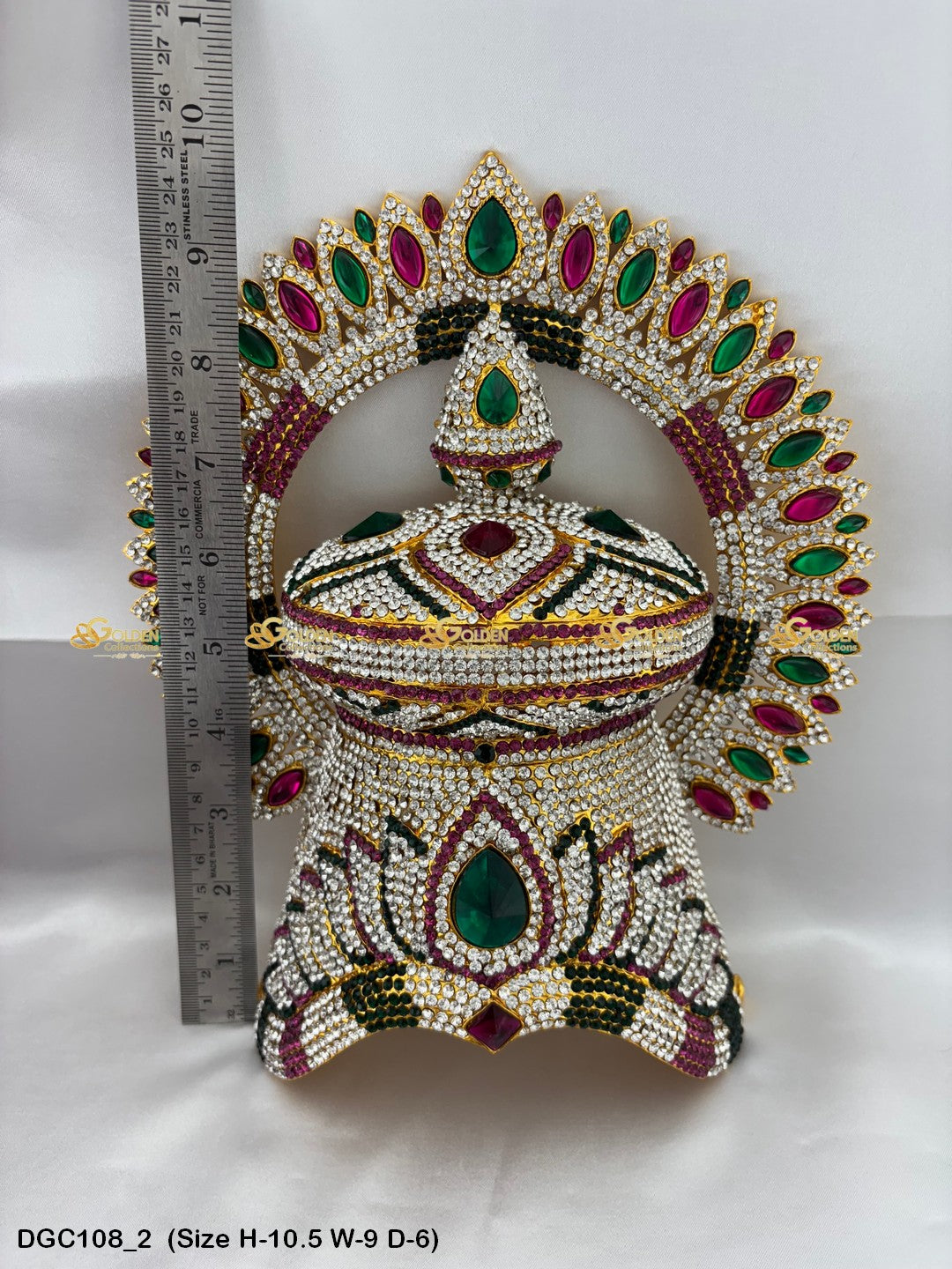 Sacred Jewelled Crown For Hindu Deity Goldencollections Size: 10.5 X 9 X 6, Color: Multi, Style: Arch Image 2