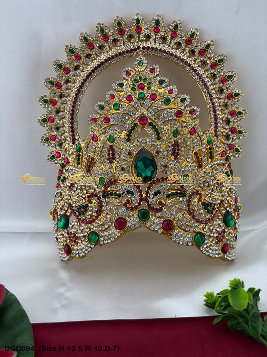 Sacred Jewellery Crown Mukut For Deity Goldencollections Size: 10.5 X 10 X 7, Color: Multi, Style: Arch Image 1