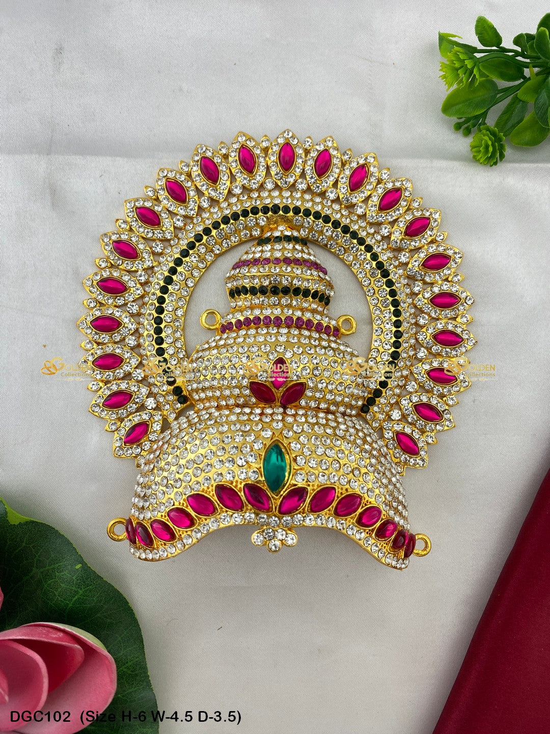 Sacred Jewellery Crown For Hindu Deity Goldencollections Size: 6 X 4.5 X 3.5, Color: Multi, Style: Arch Image 1