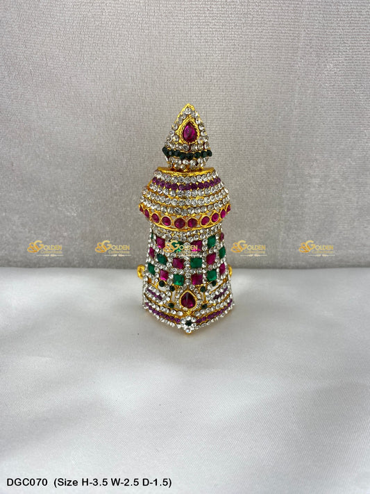 Sacred Mukut For God Goddess Goldencollections Size: 3.5 X 2.5 X 1.5, Color: Multi, Style: Half Round Image 1