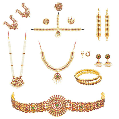 Temple Bharatanatyam Jewellery Dance Set GoldenCollections