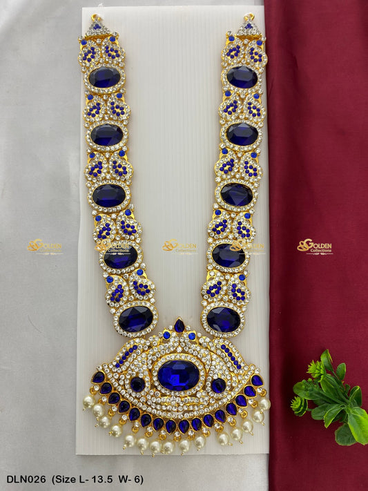 Temple Deity Long Necklace Goldencollections Size: 14 X 6, Color: Blue, Style: 1 Step Image 1