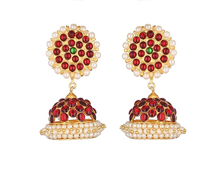 Traditional Bharatanatyam Earrings with Jhumki Design