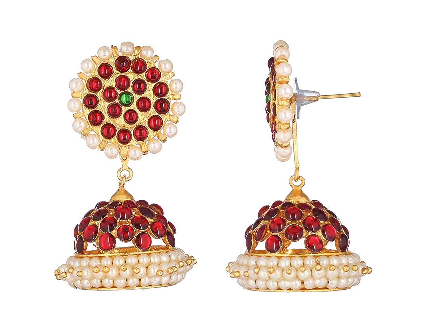 Traditional Bharatanatyam Earrings with Jhumki Design