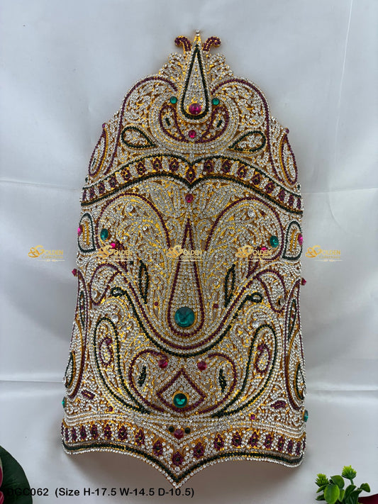 Traditional Indian Crown For Deity Goldencollections Size: 17.5 X 14.5 X 10.5, Color: Multi, Style: Half Round Image 1