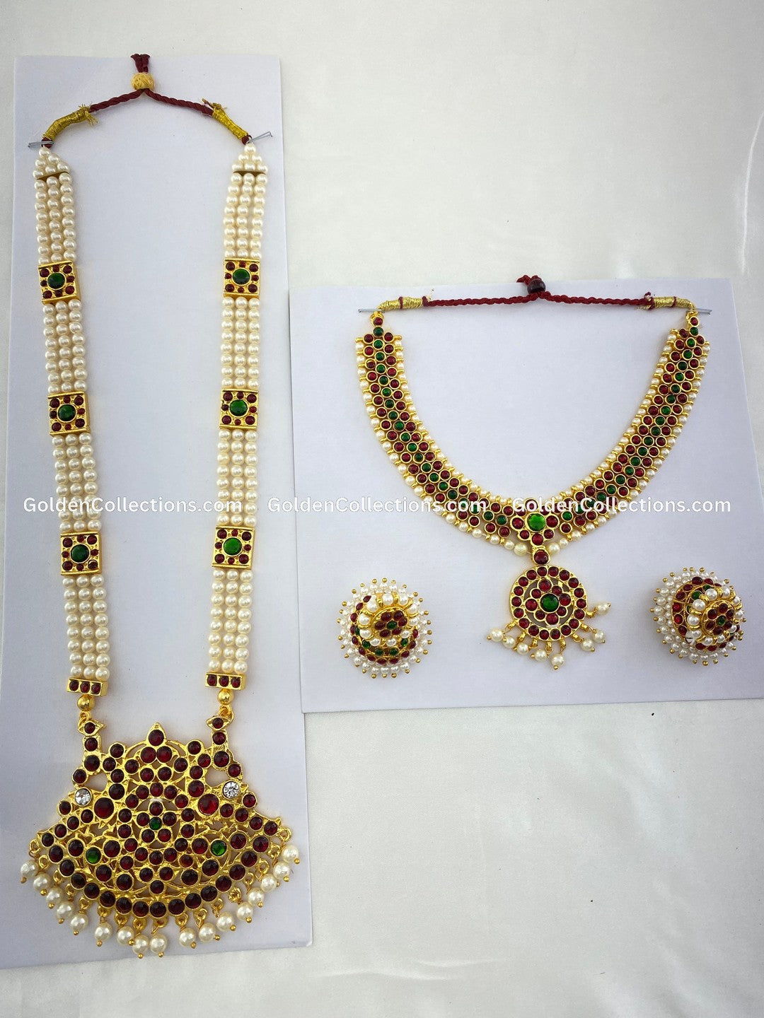 Traditional Kempu Pearls Bharatanatyam Necklace BLN-025