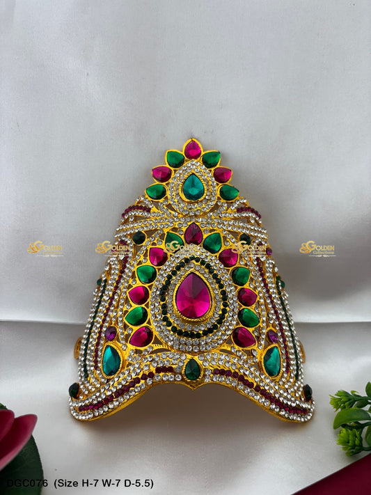 Traditional Mukut For Hindu Deity Goldencollections Size: 7 X 7 X 5.5, Color: Multi, Style: Half Round Image 1