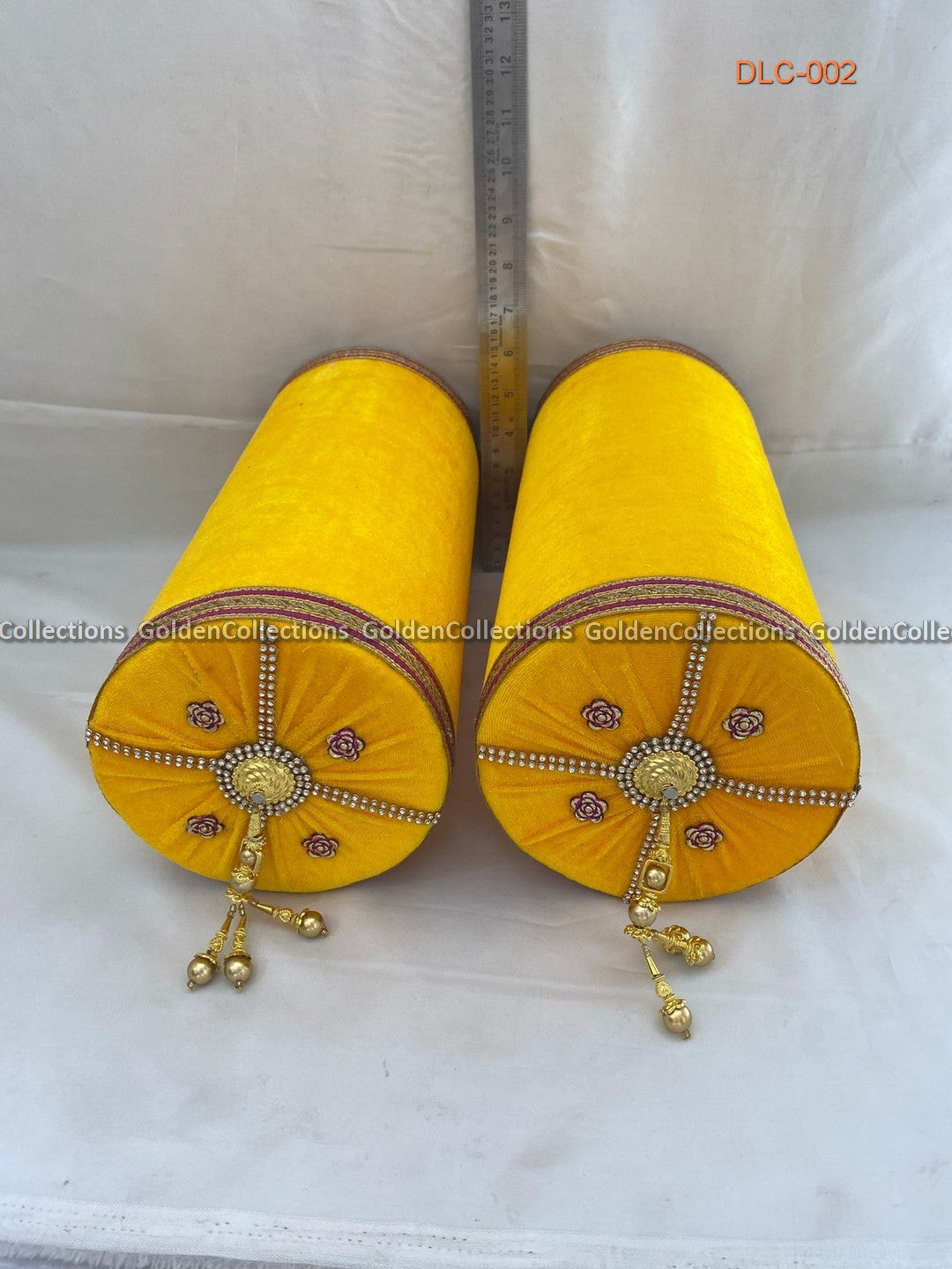 Varalakshmi Ammavari Simhasanam Long Yellow Round Cushion DLC-002