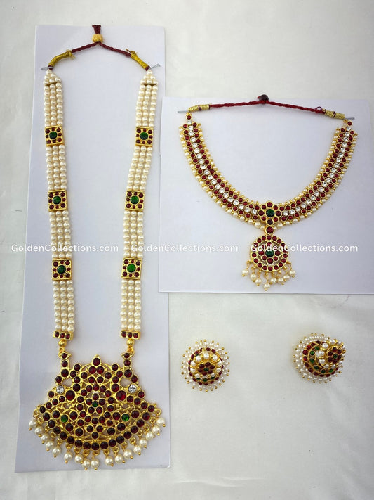 Wholesale Bharatanatyam Long Necklace Sets - GoldenCollections BLN-011