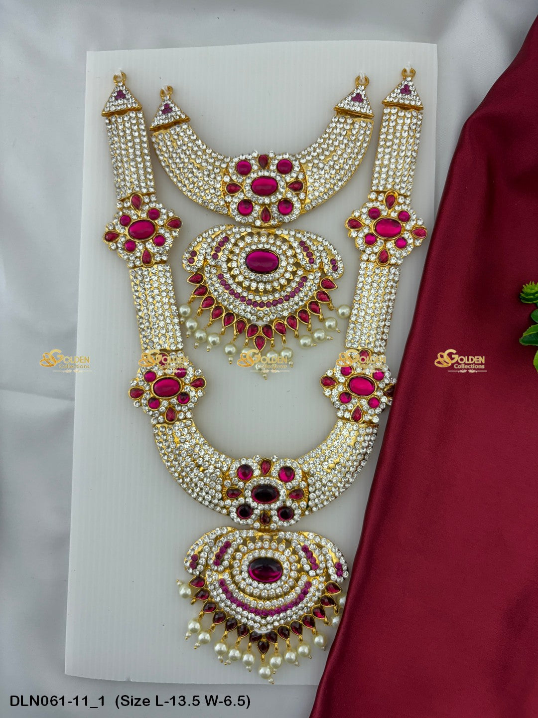 Amman Deity Decorative Long Haram Goldencollections Size: 13.5 X 6.5, Color: Pink, Style: 2 Step Image 1