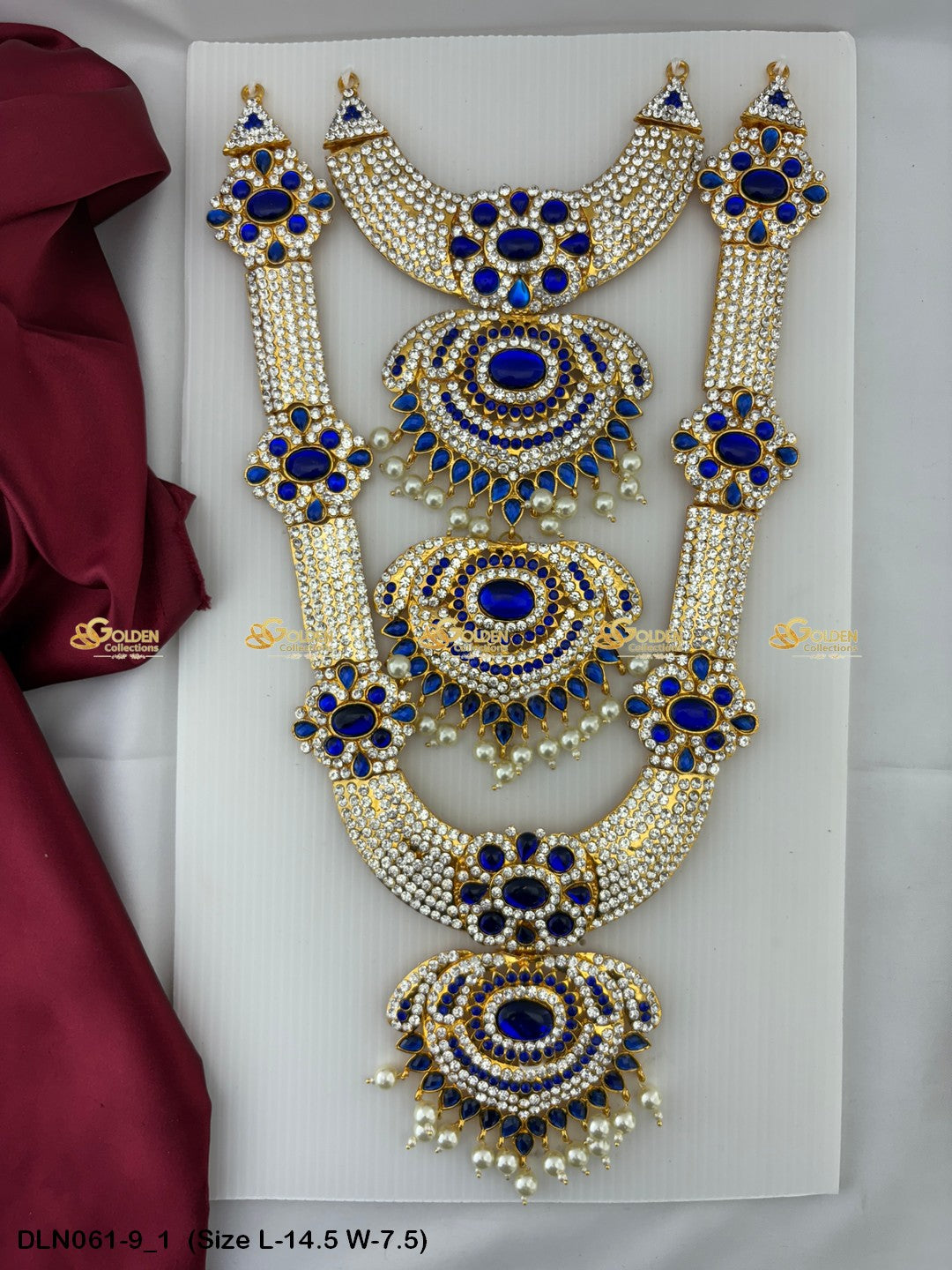 Amman Deity Decorative Long Haram Goldencollections Size: 14.5 X 7.5, Color: Blue, Style: 2 Step Image 1