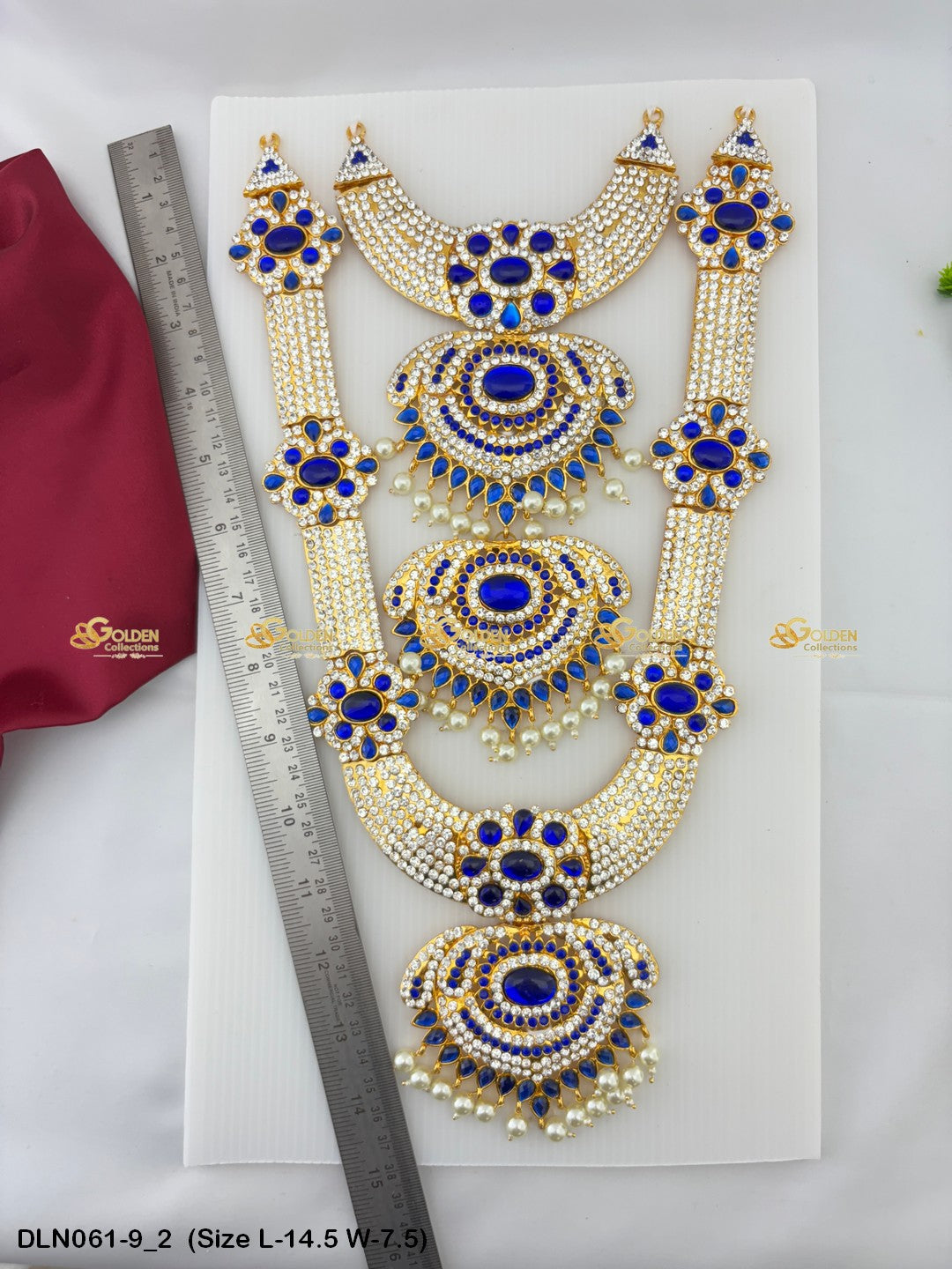 Amman Deity Decorative Long Haram Goldencollections Size: 14.5 X 7.5, Color: Blue, Style: 2 Step Image 2