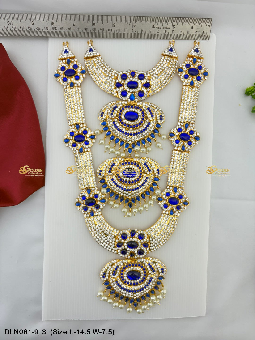 Amman Deity Decorative Long Haram Goldencollections Size: 14.5 X 7.5, Color: Blue, Style: 2 Step Image 3