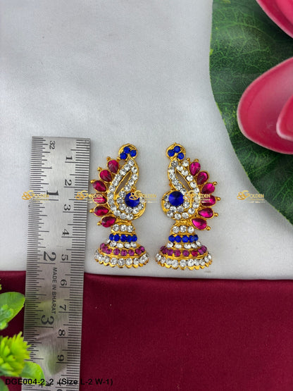 amman goddess stone earrings karna pathakam goldencollections Size: 2 x 1, Color: Multi Green, Style: Karna Pathakam Image 2