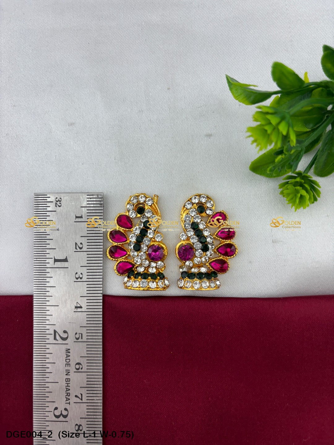 amman goddess stone earrings karna pathakam goldencollections Size: 1 x 0.75, Color: Multi, Style: Karna Pathakam Image 2