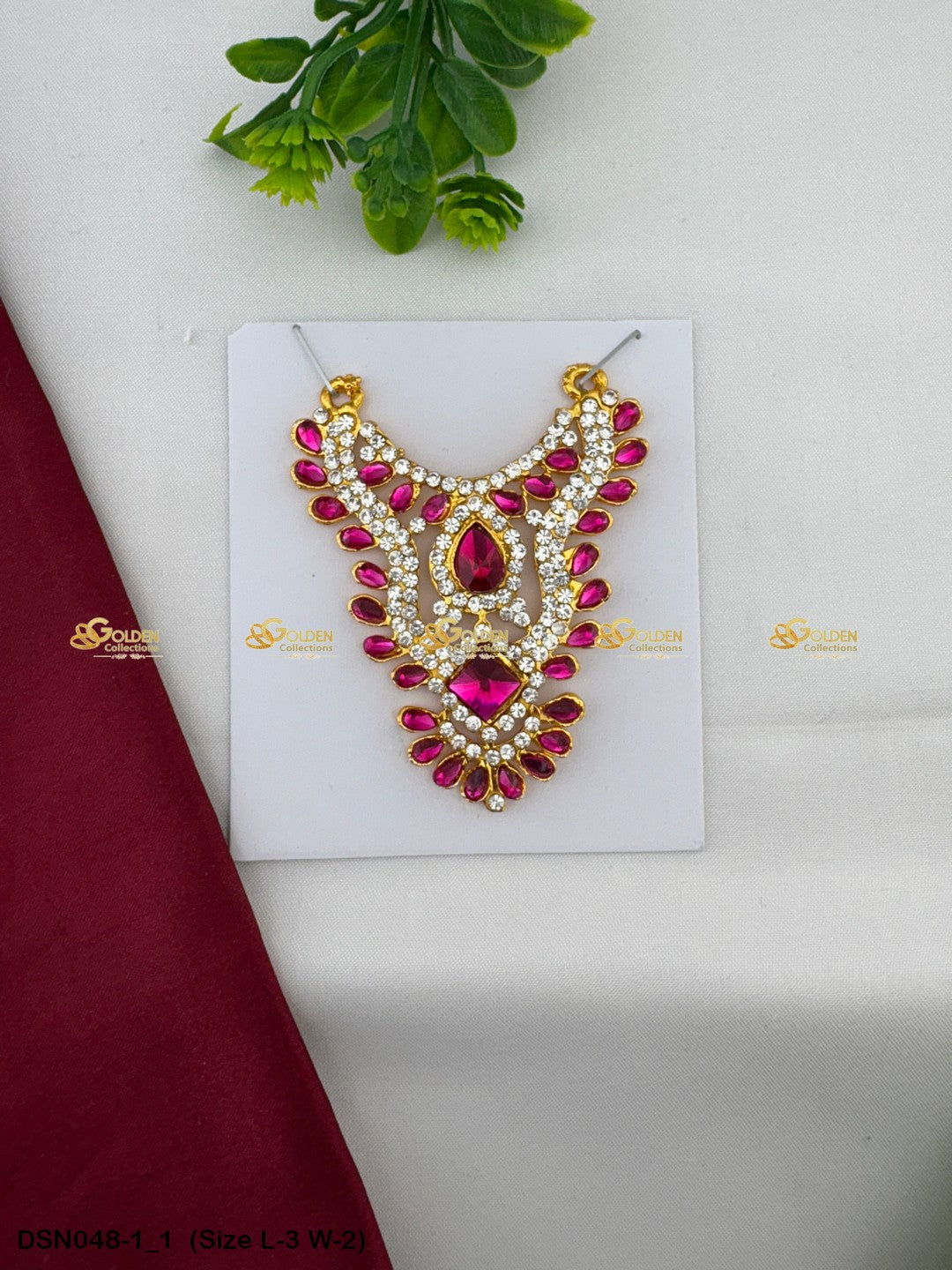 Amman Stone Necklace Goldencollections Size: 3 X 2, Color: Pink, Style: 1 Step Image 1