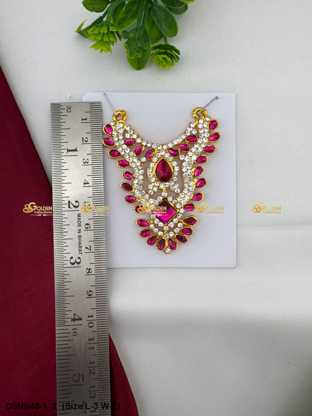 Amman Stone Necklace Goldencollections Size: 3 X 2, Color: Pink, Style: 1 Step Image 2